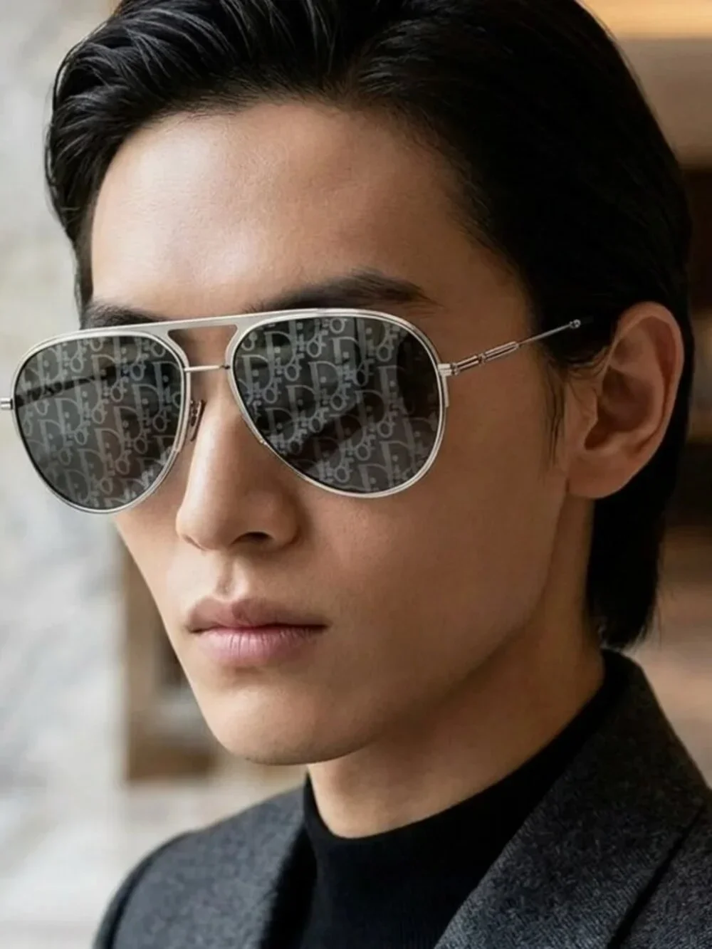 Dior Men Sunglasses Palladium Blue Grey Mirror Pilot DIORESSENTIAL A2U F0A8